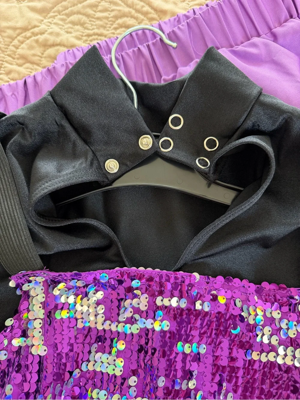 Weissman Purple Sequin Crop Top with Purple Cargo Pants